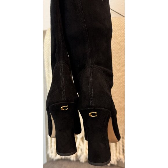 Coach Womens Size 6 B Cece Pointed Toe Black Suede High Heel Boots Style CN159 - Picture 3 of 16